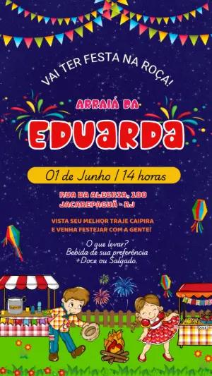 Convite Aniversário Festa Junina com Personagens para Editar
