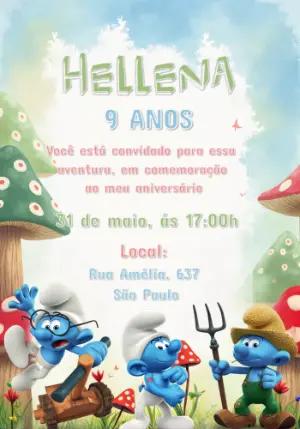 Convite de Aniversário Smurfs para Editar Online