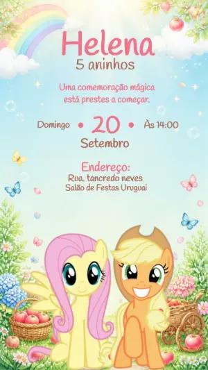 Convite de Aniversário My Little Pony Editável para Festa Infantil