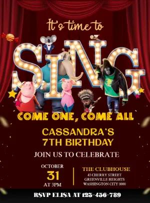 Sing Movie Birthday Invitation Template to Edit Online