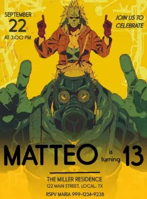 Dorohedoro Style Anime Birthday Invitation | Editable Template