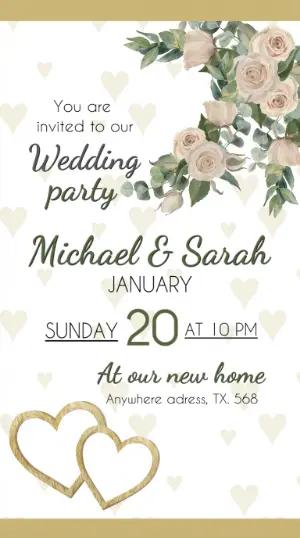 Elegant Floral Wedding Party Invitation Editable Template