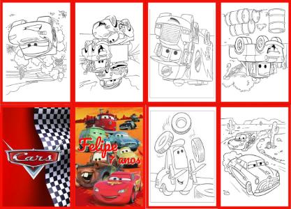 Mini Livro de Colorir Carros Editável com Desenhos para Colorir