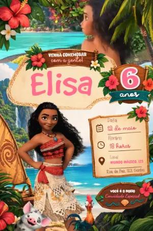 Convite Animado Moana: Vídeo de Aniversário Editável