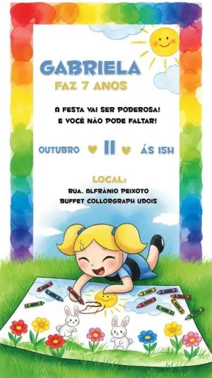 Convite de Aniversário Meninas Super Poderosas para Editar