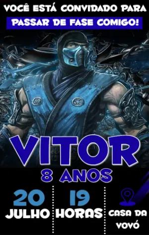 Convite de Aniversário Mortal Kombat Sub-Zero Editável
