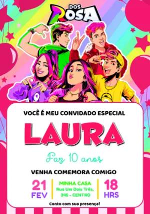 Convite de Aniversário Dos Rosa Colorido para Editar