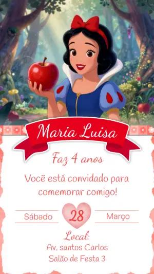 Convite de Aniversário Branca de Neve Clássico para Editar