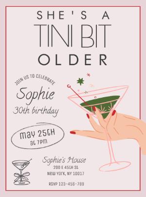 Modern Martini Birthday Invitation Digital Template
