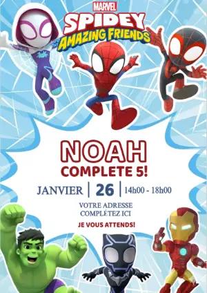 Invitation Anniversaire Spidey et ses Amis à Modifier en Ligne