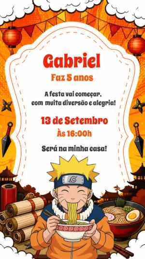 Convite de Aniversário Naruto: Modelo Digital para Editar