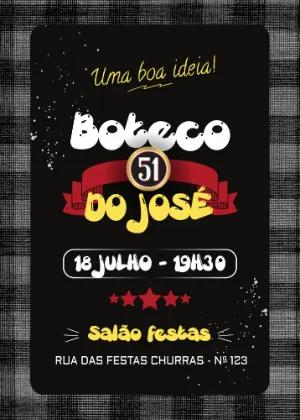 Convite Aniversário Boteco 51 para Editar Online e Imprimir