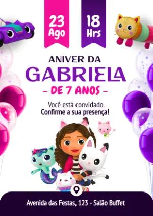 Convite de Aniversário Casa Mágica da Gabby Editável