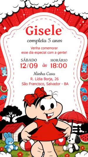 Convite Digital de Aniversário da Mônica para Editar