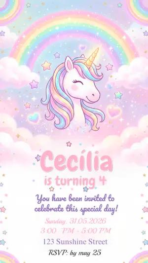 Magical Unicorn Birthday Invitation | Editable Template