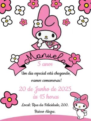 Convite Aniversário My Melody para Editar Online