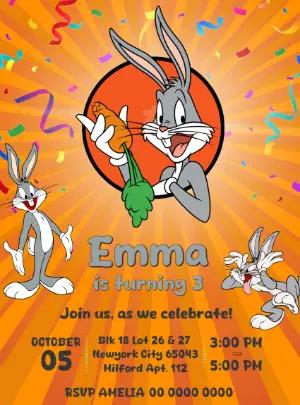 Bugs Bunny Birthday Invitation to Edit Online