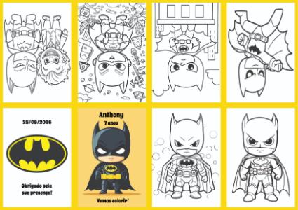 Lembrancinha Livrinho de Colorir Batman Baby Editável