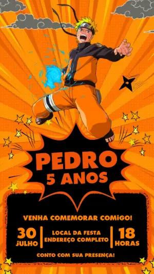 Convite Animado de Aniversário Naruto Shippuden para Editar