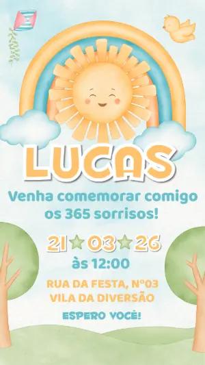 Convite 1º Aniversário Sol e Arco-íris para Editar