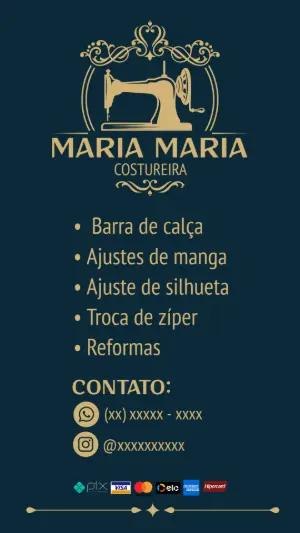 Cartão de Visita Costureira Elegante para Editar Online