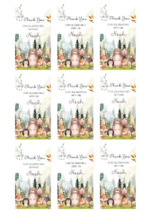 Cute Forest Animals Birthday Favor Tag Editable Template