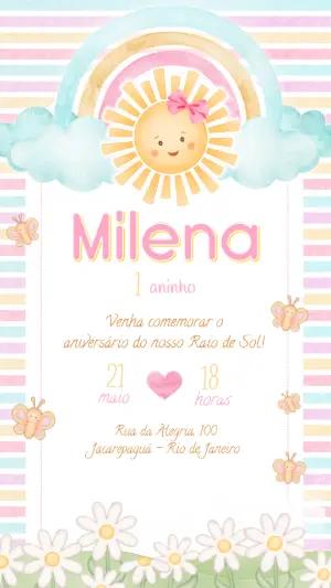 Convite Aniversário Raio de Sol para Editar Online