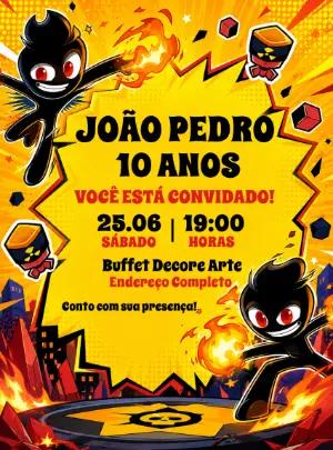 Convite de Aniversário Athos Minecraft para Editar e Enviar