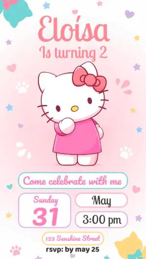 Editable Hello Kitty Birthday Invitation Template