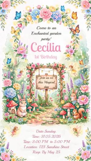 Enchanted Garden Fairy Birthday Invitation | Editable Template