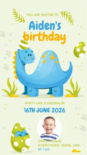 Cute Dinosaur Birthday Invitation | Editable Digital Template