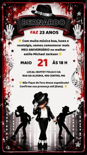 Convite Aniversário Michael Jackson Editável