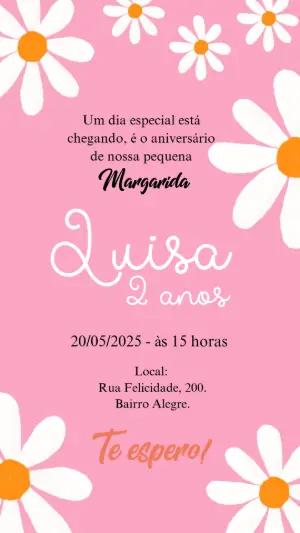 Convite Animado Aniversário Margarida para Editar Online