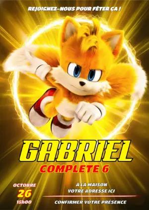 Invitation Anniversaire Tails de Sonic à Modifier en Ligne