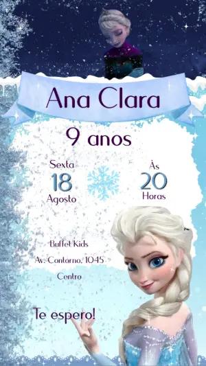 Convite Animado Aniversário Frozen para Editar Online