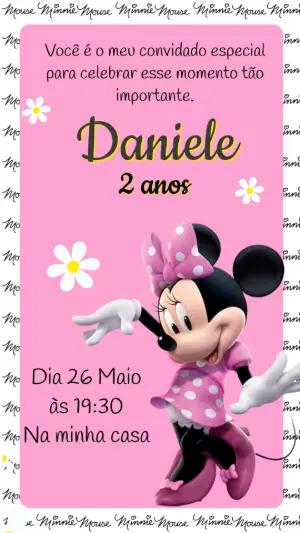 Convite de Aniversário Minnie Mouse Rosa para Editar Online