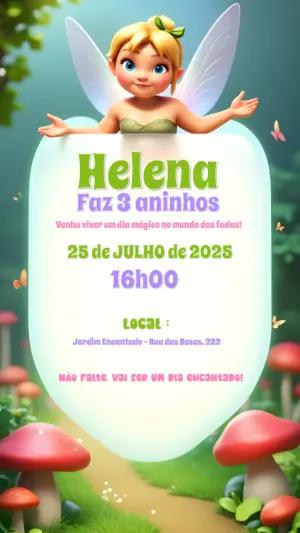 Convite Aniversário Fada Sininho para Editar Online