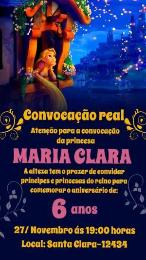 Convite de Aniversário Rapunzel Mágico para Editar Online