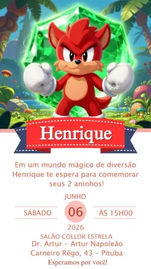 Convite de Aniversário Infantil Game Raposa Vermelha Editável