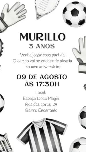Convite Animado Aniversário Futebol para Editar Online