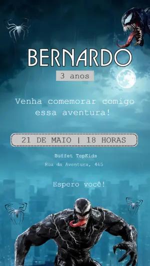 Convite de Aniversário Venom Sombrio para Editar Online