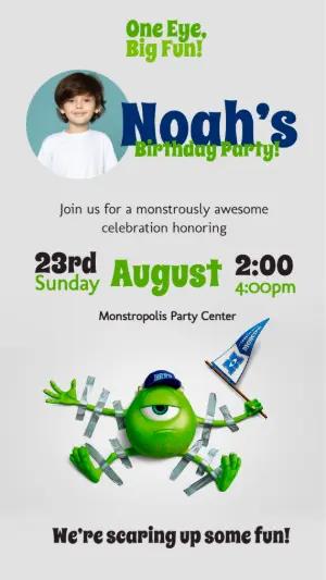 Monsters, Inc Theme Birthday Invitation Editable Template