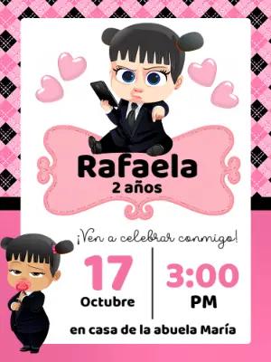 Invitación de Cumpleaños Jefa en Pañales Niña para Editar