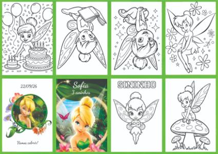 Livrinho de Colorir Sininho Aniversário Modelo Editável