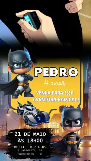 Convite Animado de Aniversário do Batman para Editar