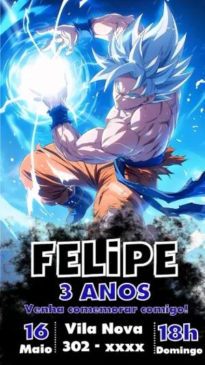 Convite de Aniversário Dragon Ball com Goku para Editar Online