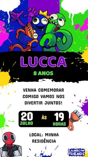 Convite de Aniversário Rainbow Friends Colorido para Editar