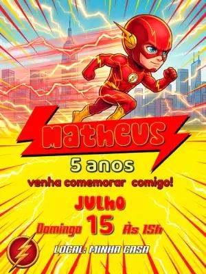 Convite de Aniversário Flash Infantil para Editar Online