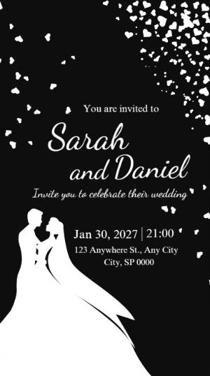 Elegant Black & White Wedding Invitation | Editable Template