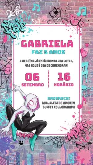 Convite Aniversário Spider-Gwen para Editar Online